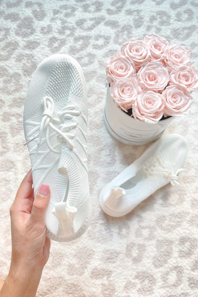 akk white sneakers with roses