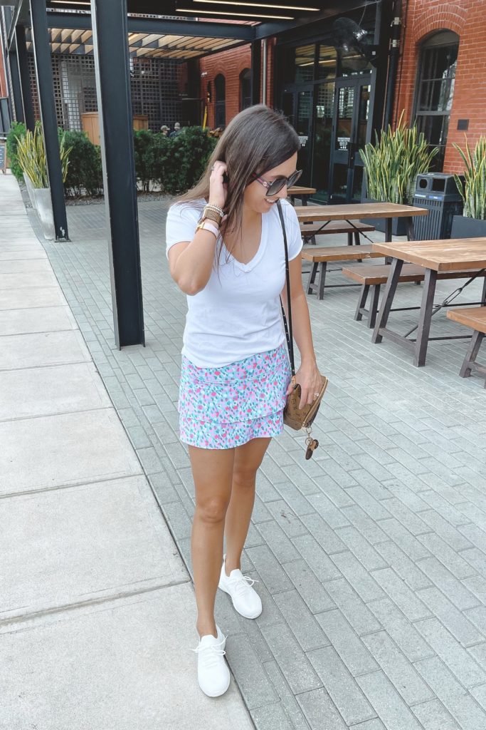 lilly pulitzer skort with white tee