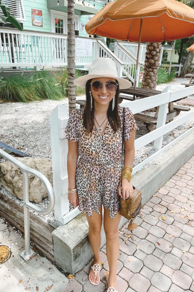sugarlips rainbow leopard romper with louis vuitton palm springs mini and gucci sunglasses
