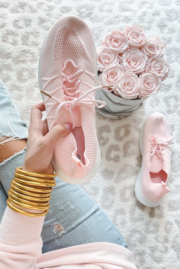 amazon akk pink sneakers with roses