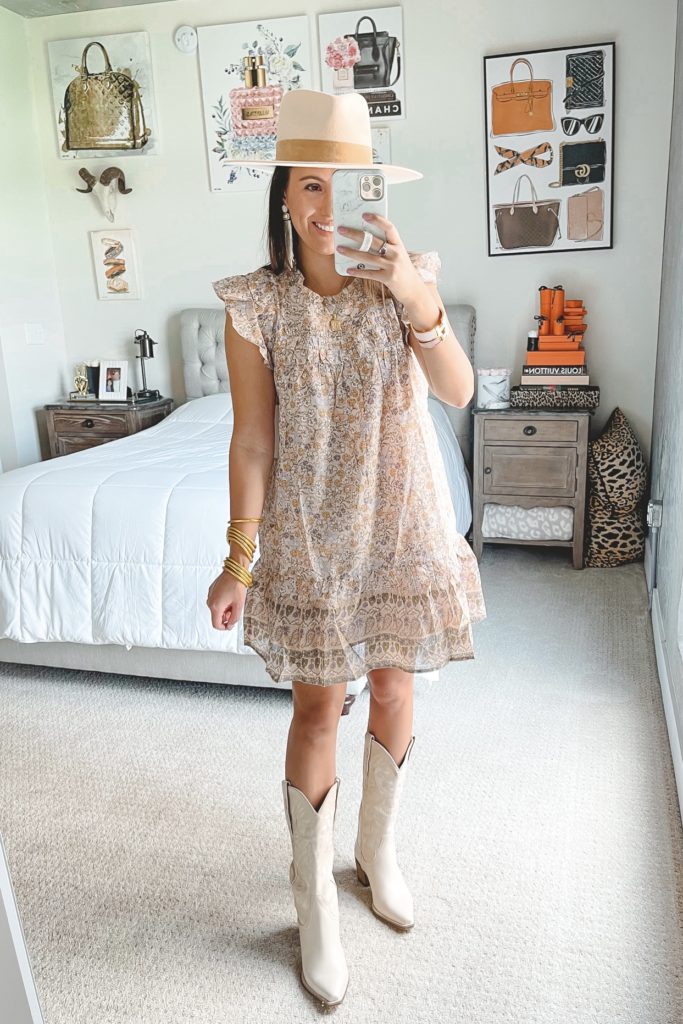 sunday strolls dress with jeffrey campbell dagget boots and lack of color hat