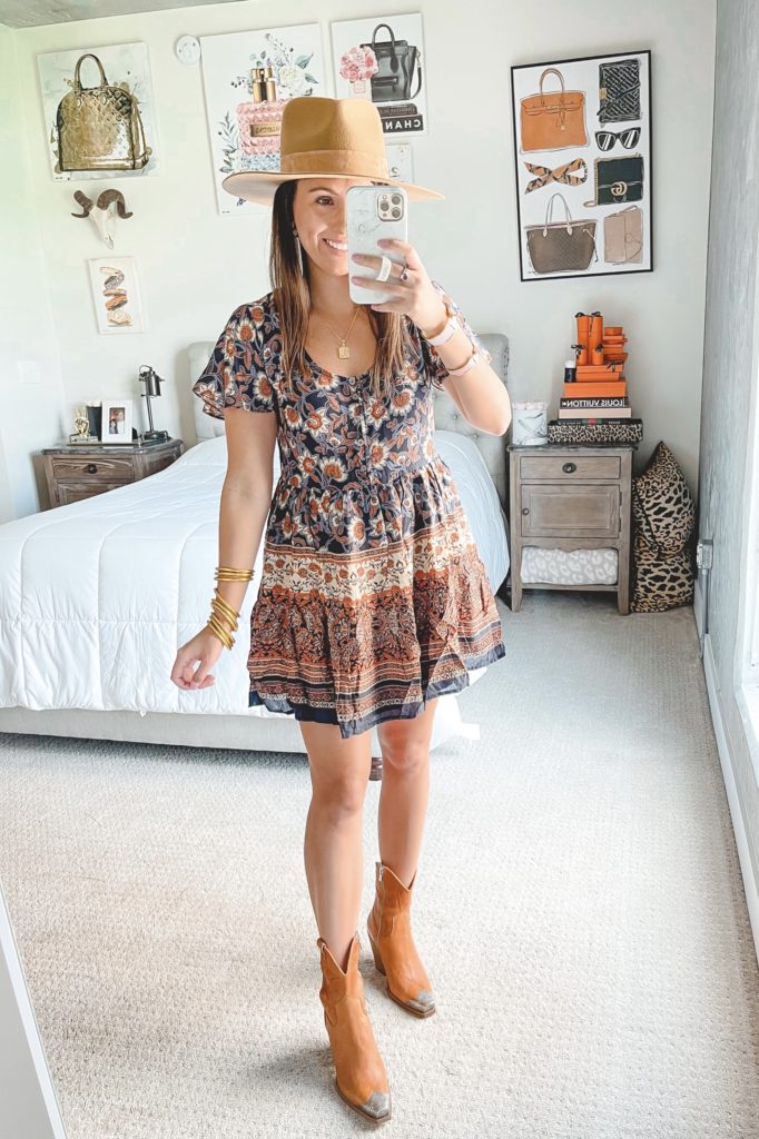 welcome changes dress with free people brayden western boots and lack of color hat