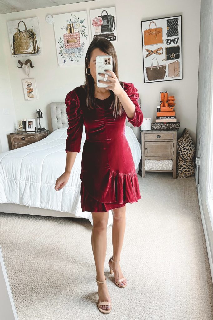 rebecca taylor cranberry velvet dress