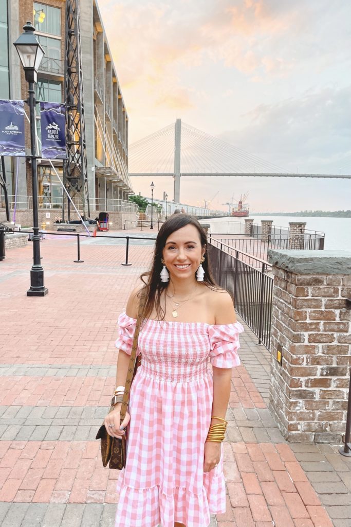 pink gingham dress by savannah river