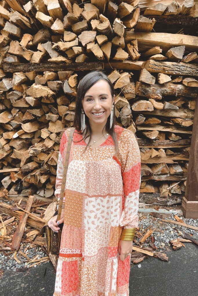 boho fall maxi dress with budhagirl bangles at grove park inn