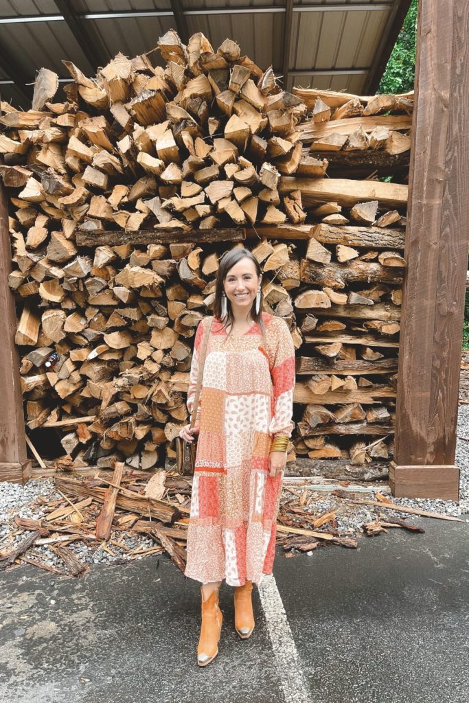 boho fall maxi dress with budhagirl bangles at grove park inn asheville