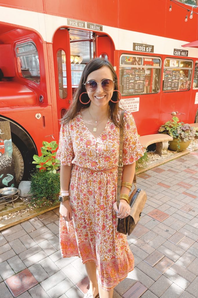 southern roots dress with louis vuitton pochette metis in asheville