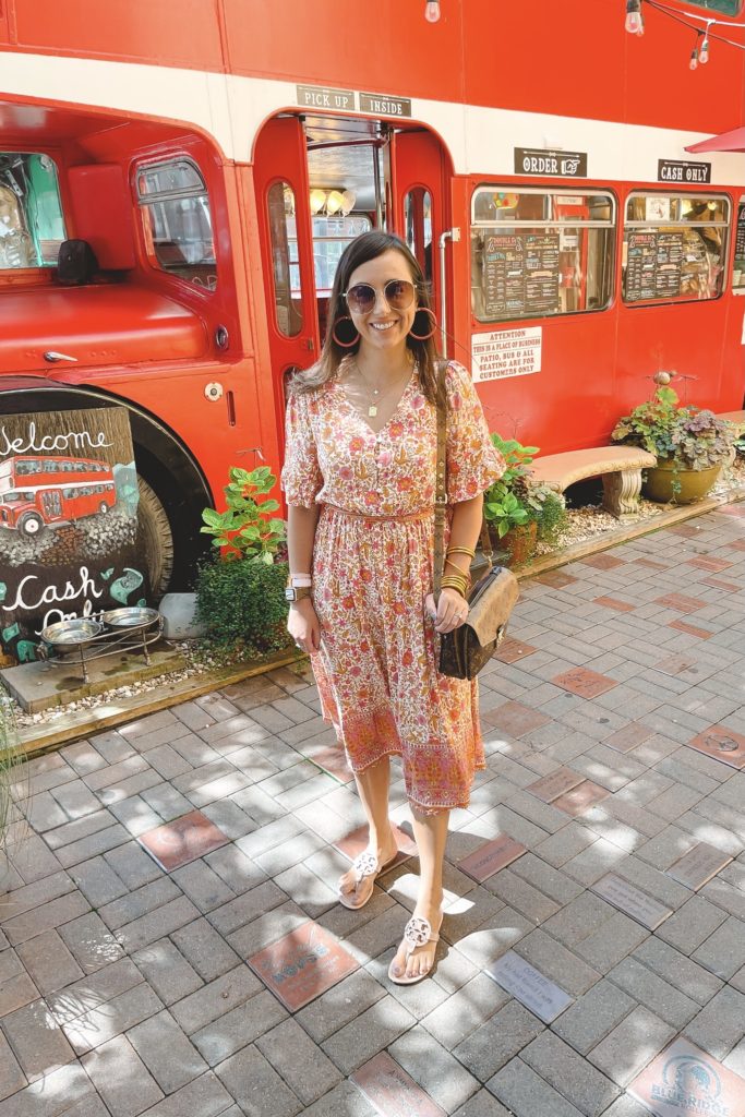 southern roots dress with louis vuitton pochette metis reverse in asheville