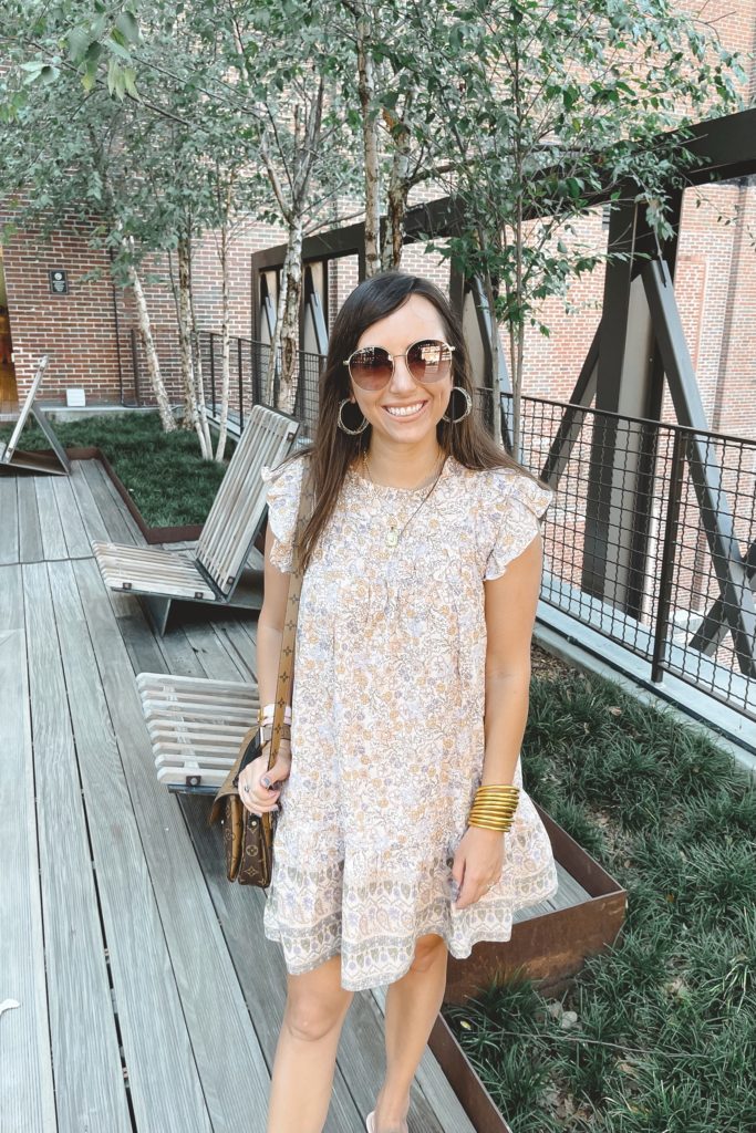 floral dress with budhagirl bracelets in atlanta beltline