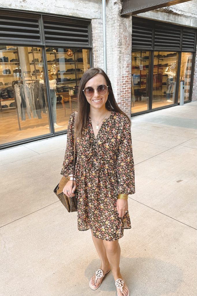 floral dress with budhagirl bracelets at ponce city market