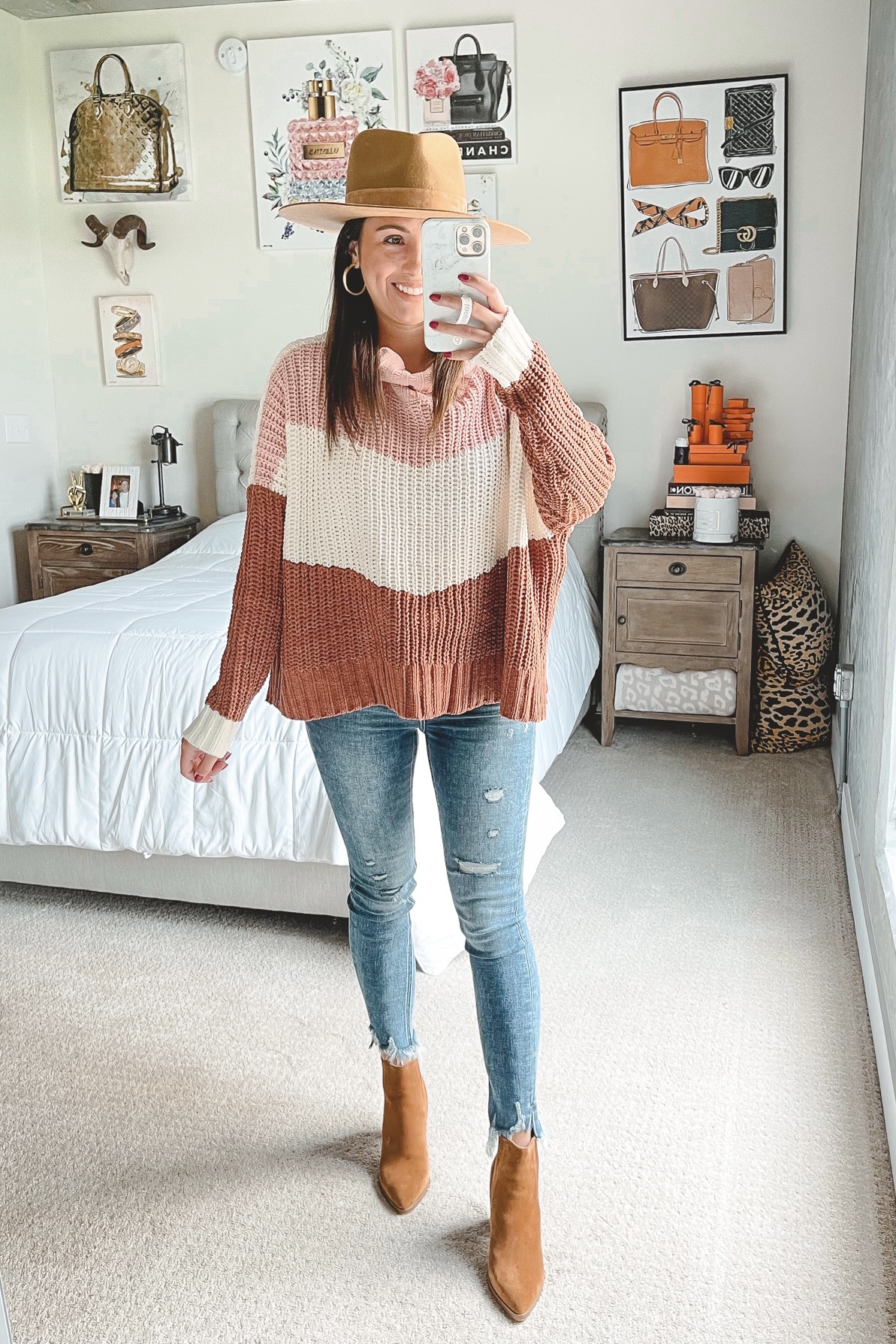 pink lily an outstanding night sweater with jeans and booties