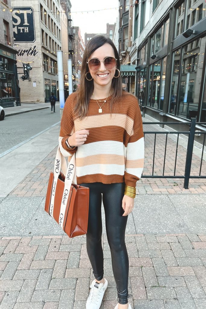 pink lily you know i adore you sweater with chloe woody leather tote in cleveland