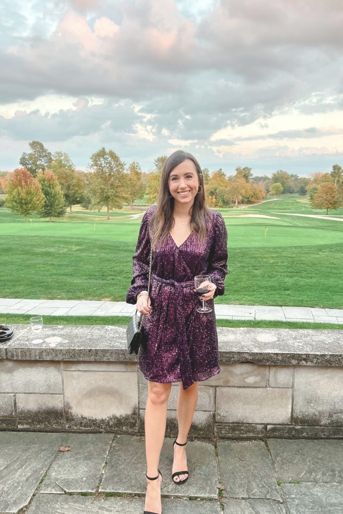 milly sienna sequin dress at fall wedding