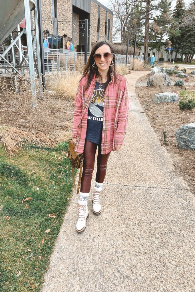 free people summer daydream top with chaser ski telluride tee and marc fisher izzie boots