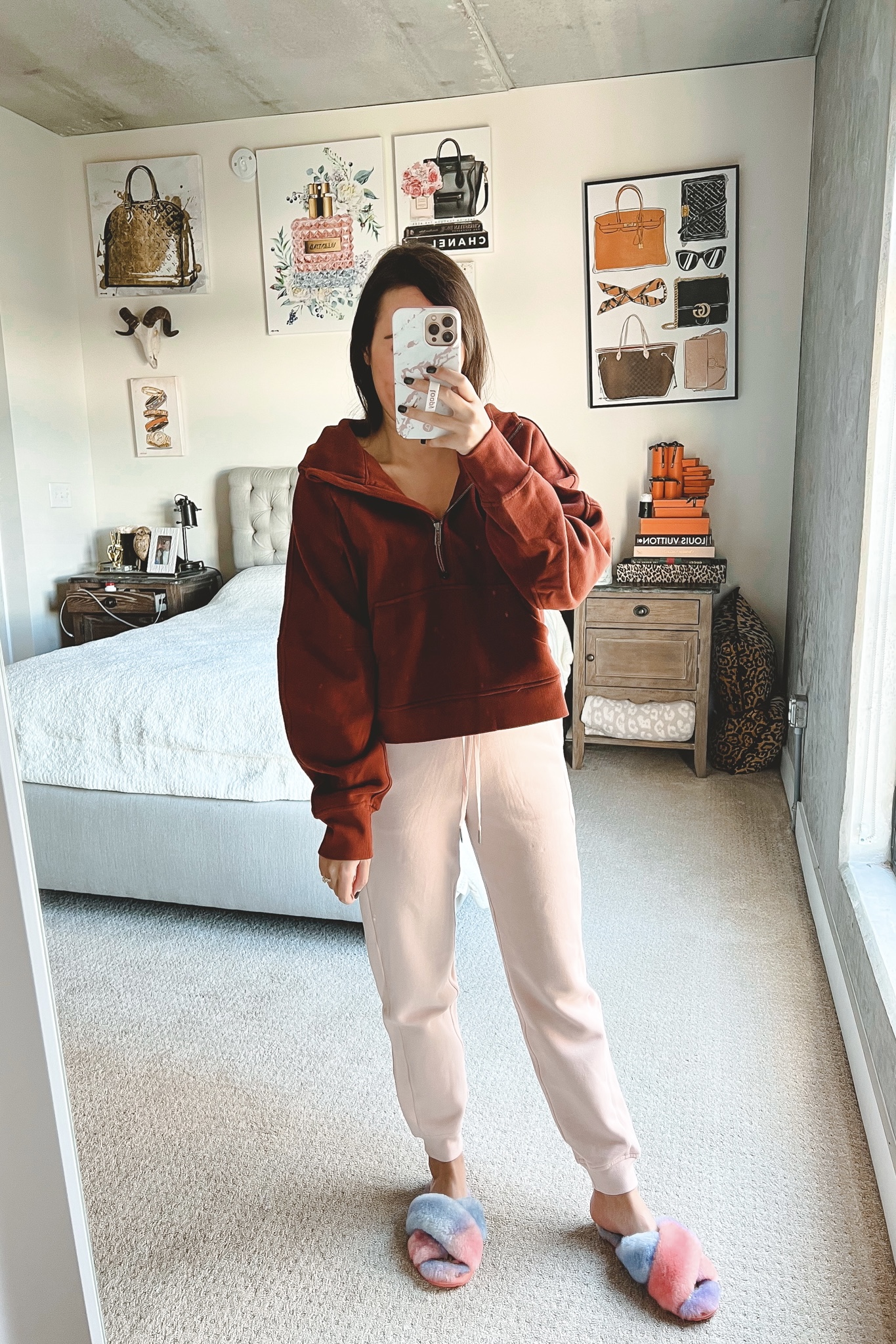 lululemon date brown scuba hoodie with pink mist scuba joggers