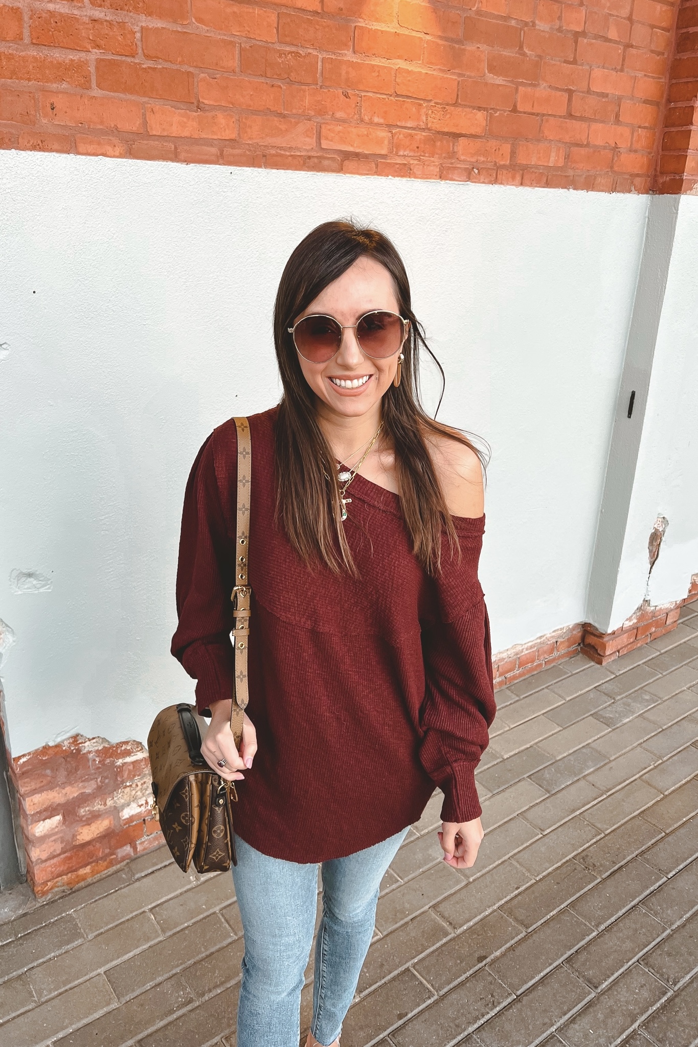 free people burgundy og thermal with louis vuitton pochette metis