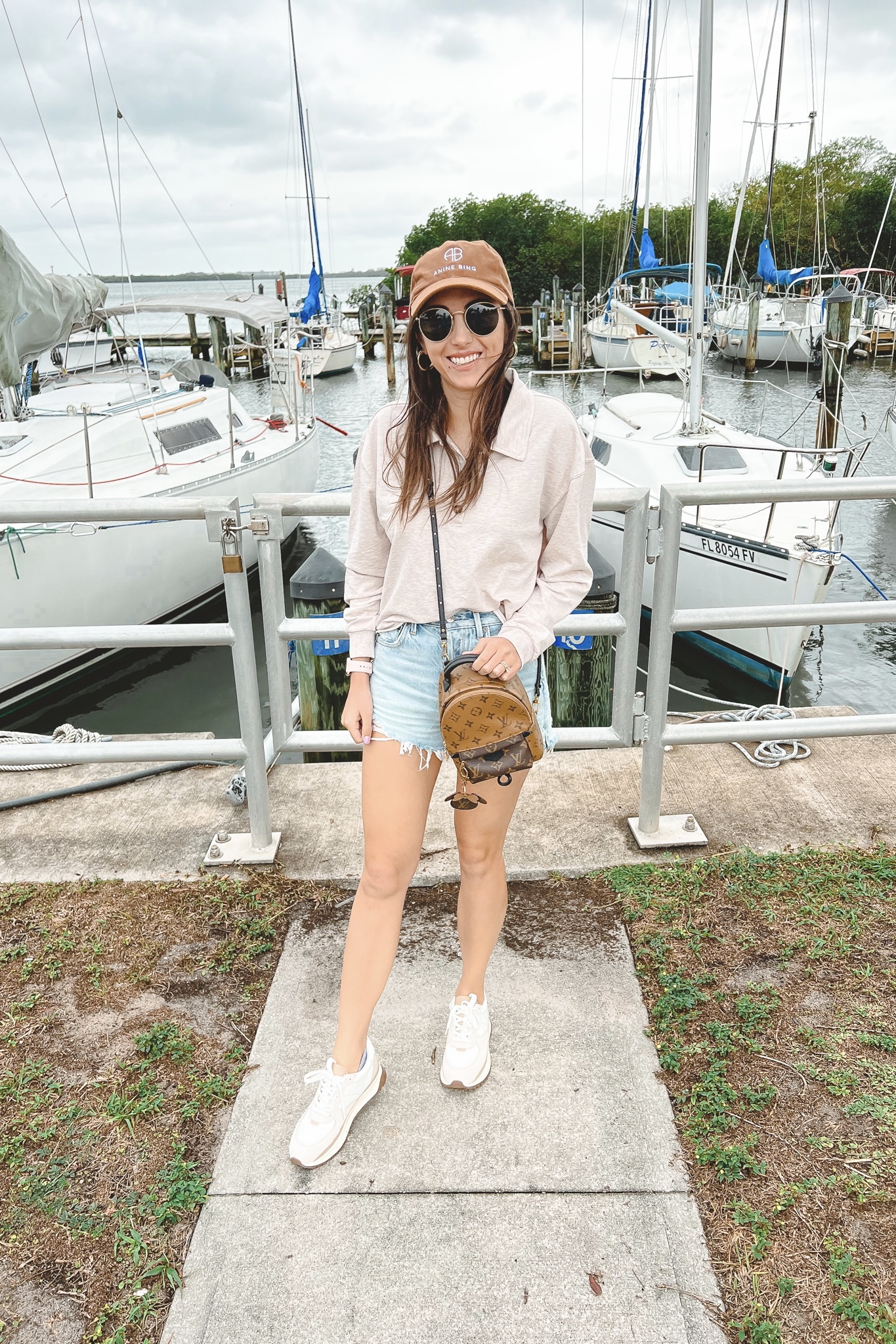 z supply polo top with agolde jaden shorts and madewell sneakers