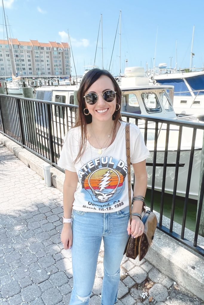 chaser grateful dead tee with mother insider denim and louis vuitton pochette metis