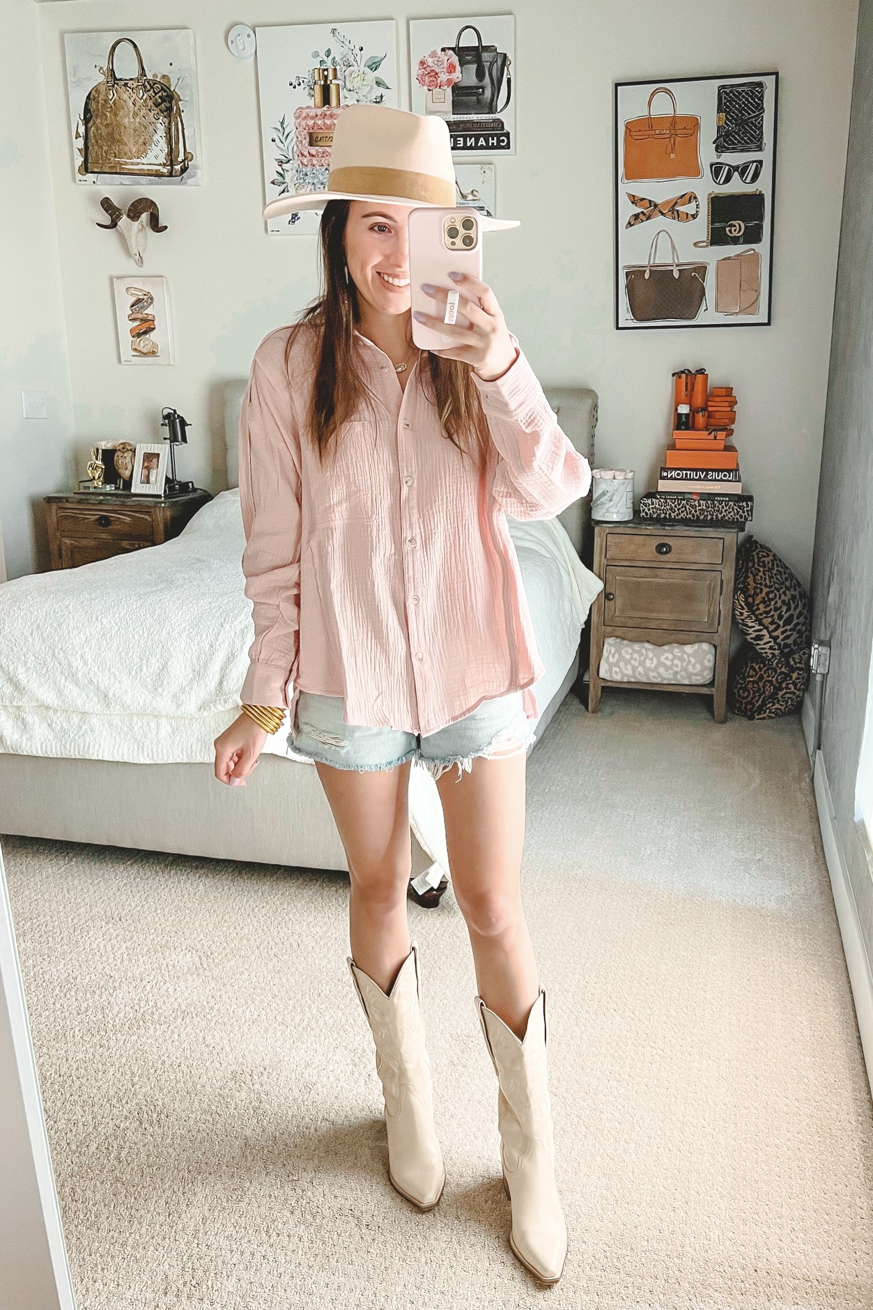 business as usual blush top with jeffrey campbell dagget boots