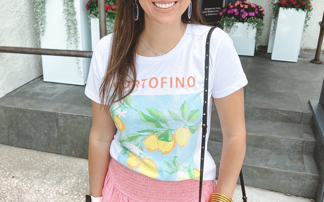 chaser portofino tee with pink skort and louis vuitton palm springs mini