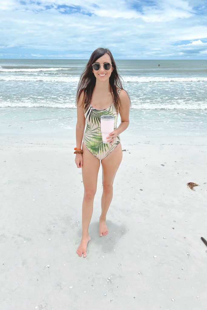 vince camuto palm print reversible swimsuit on fort myers beach