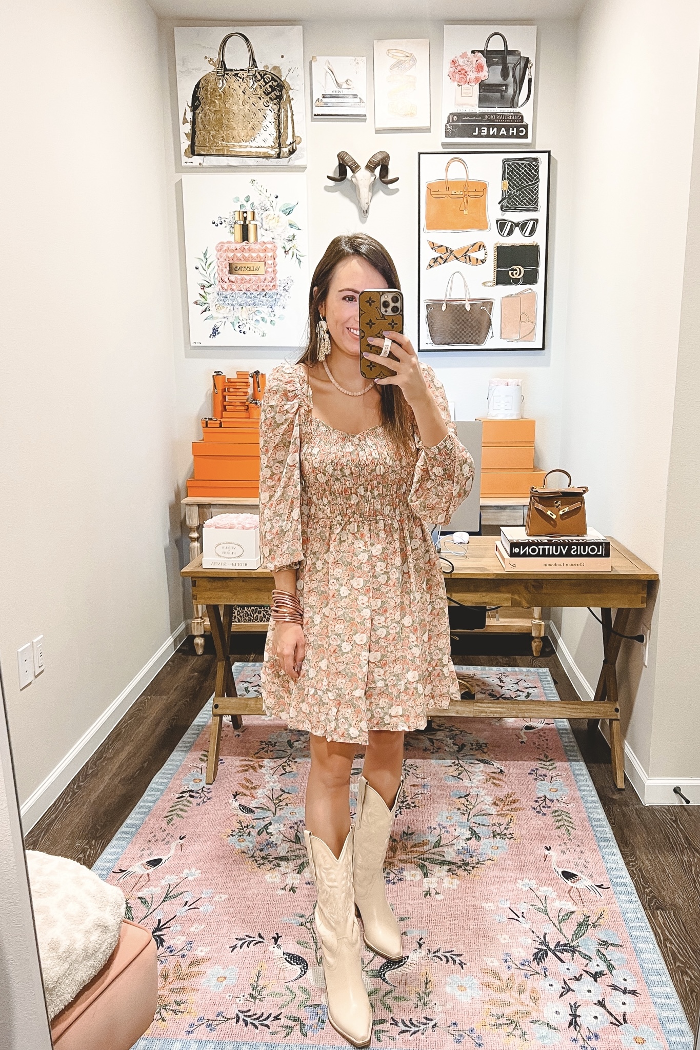 among the roses blush floral dress with jeffrey campbell dagget boots