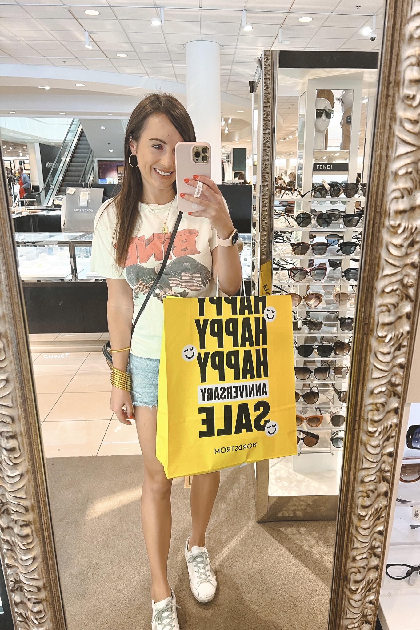 anine bing vintage tee with agolde denim shorts at nordstrom anniversary sale