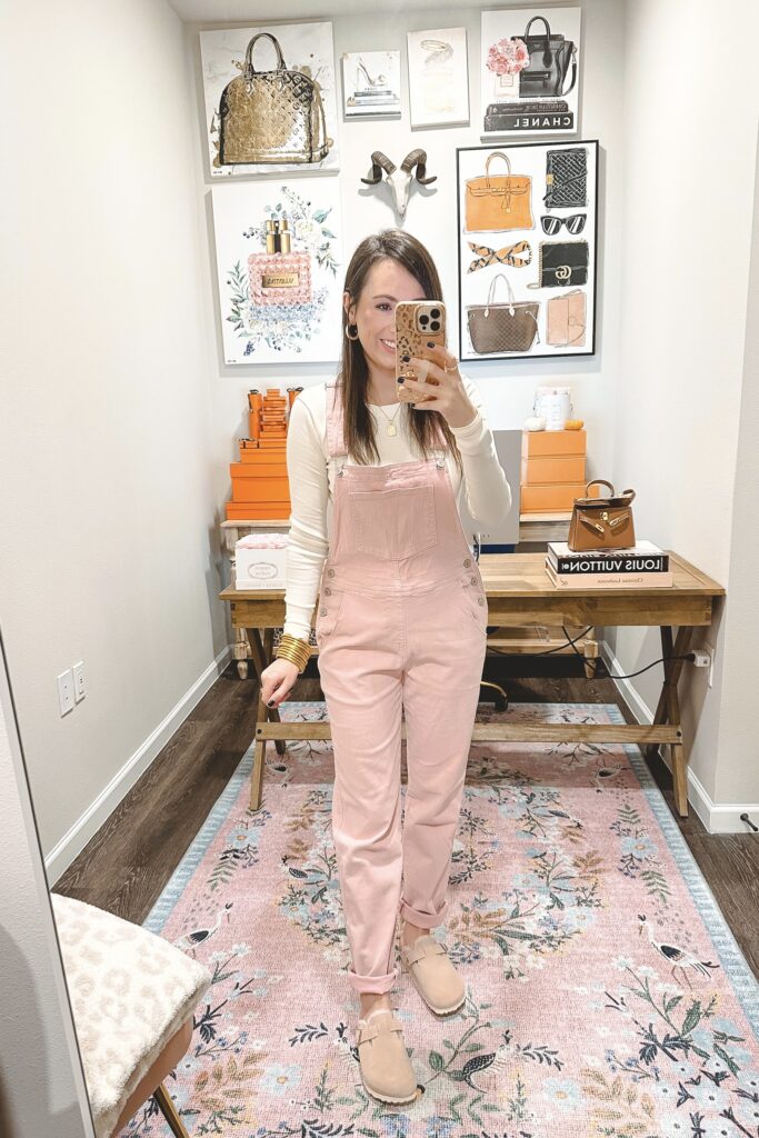 amazon pink overalls with white booties
