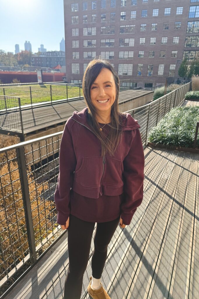 lululemon scuba hoodie cassis with french press leggings and ugg ultra mini boots