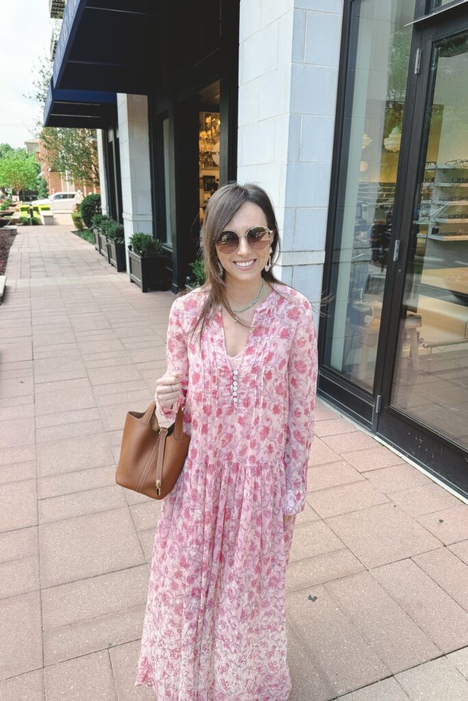 Free people pink see it through maxi dress with hermes gold picotin