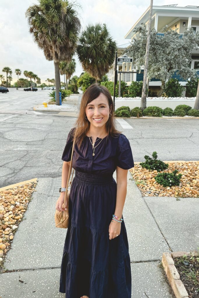 Quince navy tiered maxi dress in st pete florida