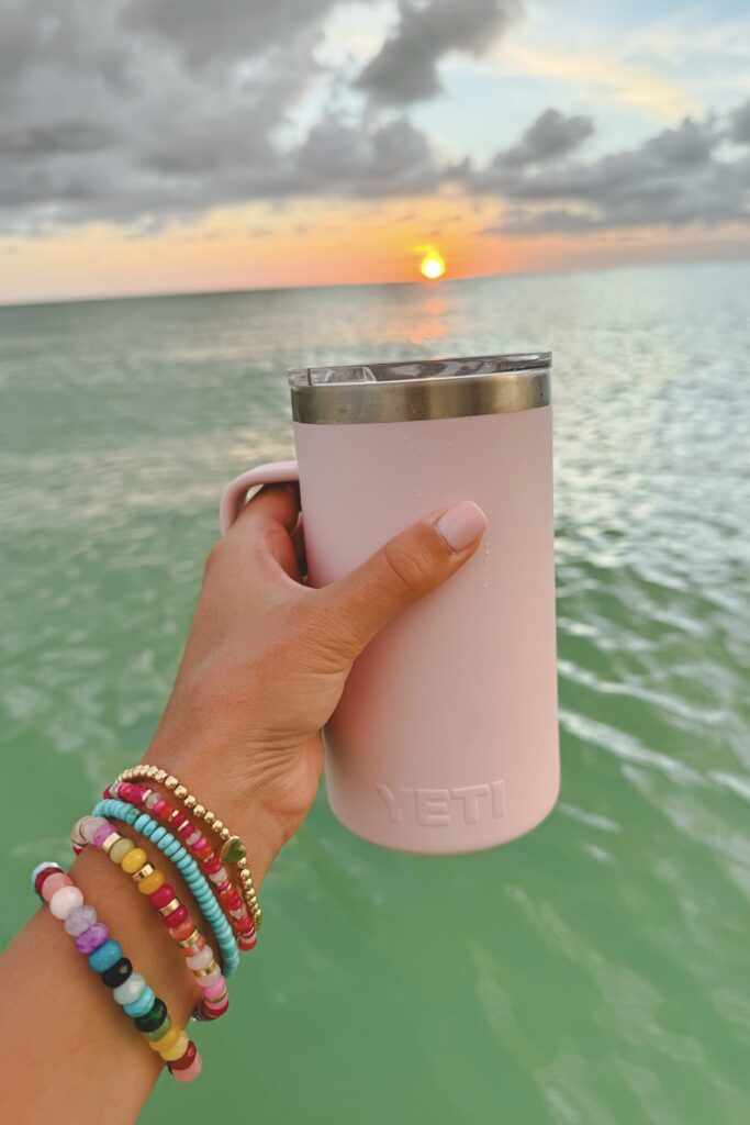 Baublebar multi color bracelets with pink yeti mug