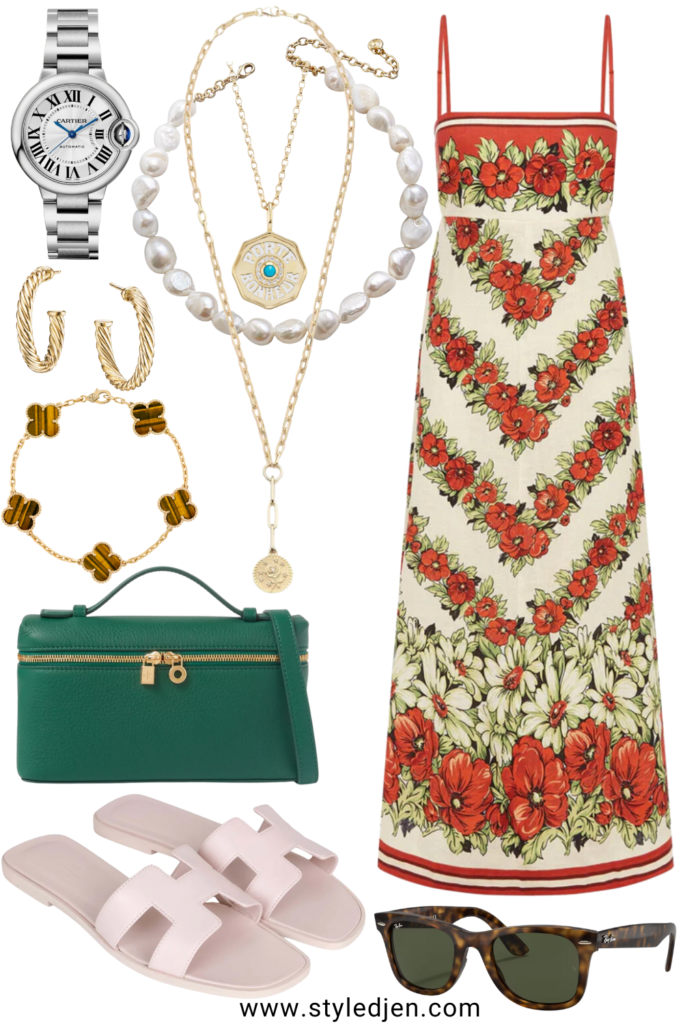 Alemais amelie dress with hermes oran sandals