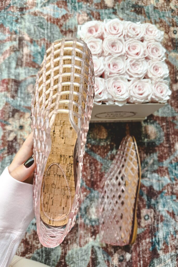 the row dupe light pink jelly flats