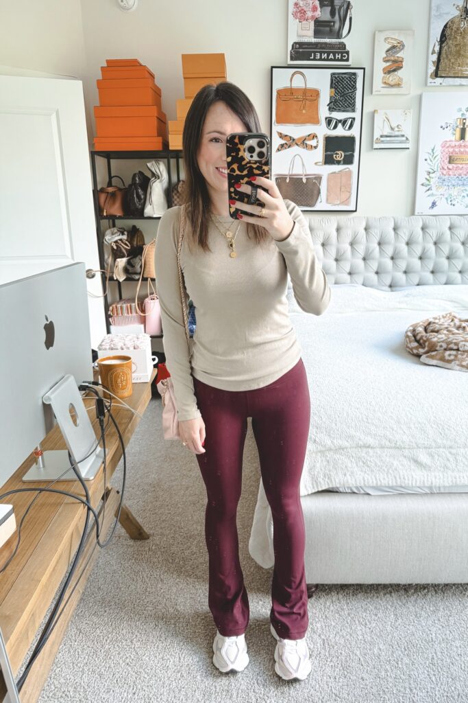 Lululemon hold tight sheer oak with lululemon align flares garnet and rose sugar new balance 9060 sneakers