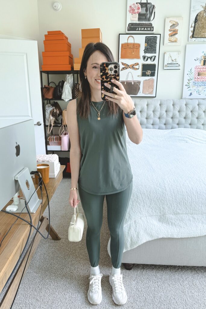 Lululemon sculpt tank smoked spruce with invigorate leggings smoked spruce