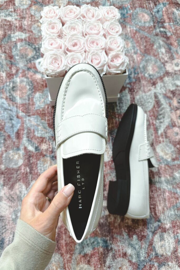 Marc fisher palista white loafers