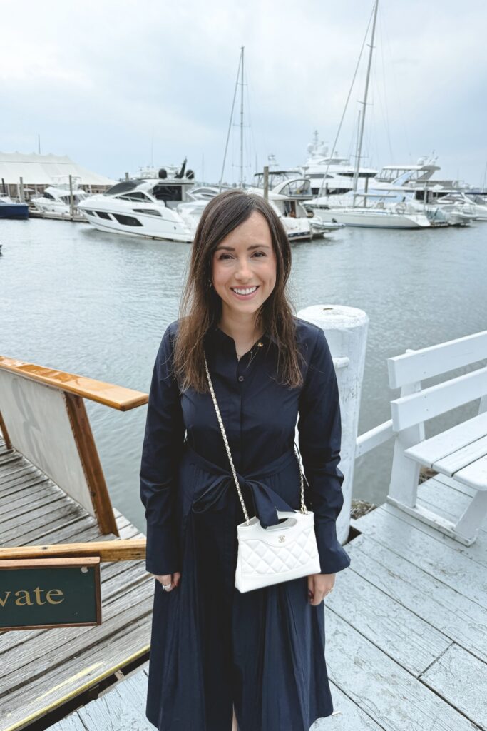 Derek Lam 10 Crosby navy Annette Long Sleeve Dress with white chanel 31