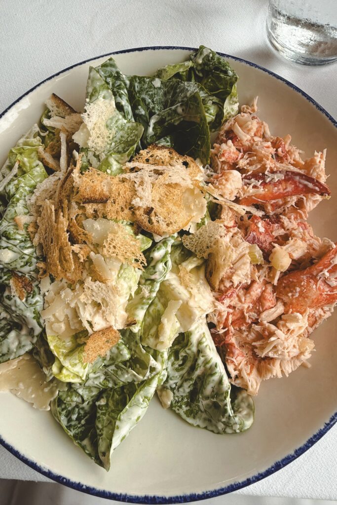 Caesar salad with lobster at Castle Hill Lawn Terrace