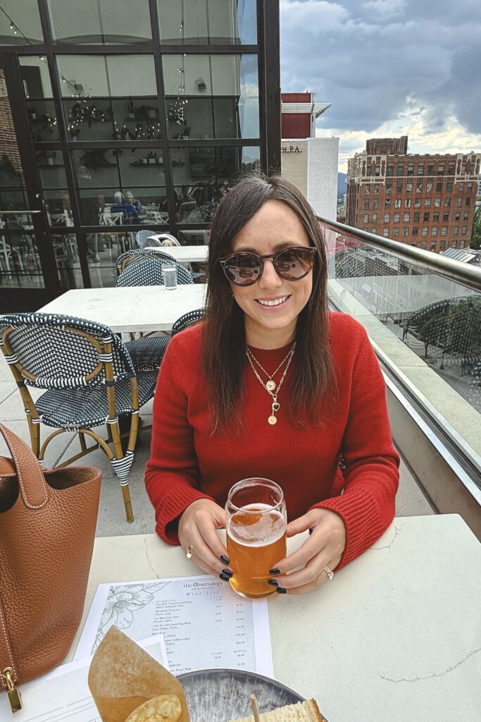 Vince red sweater with jcrew blue stripe shorts and celine sunglasses