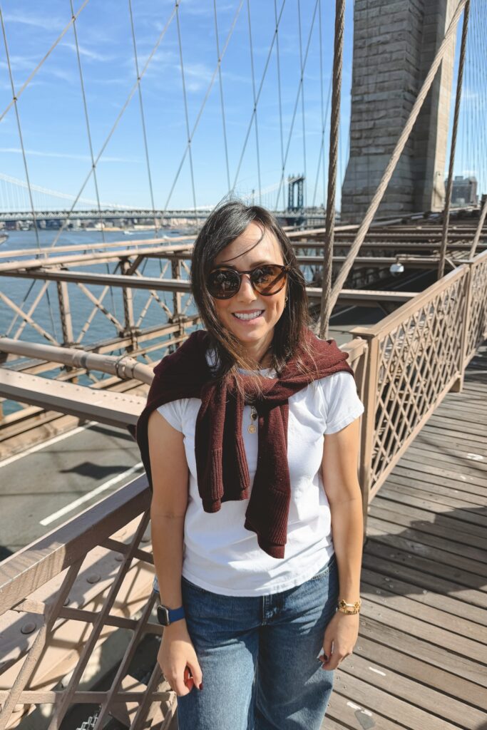 White tee with dl1961 drue jeans and celine round sunglasses