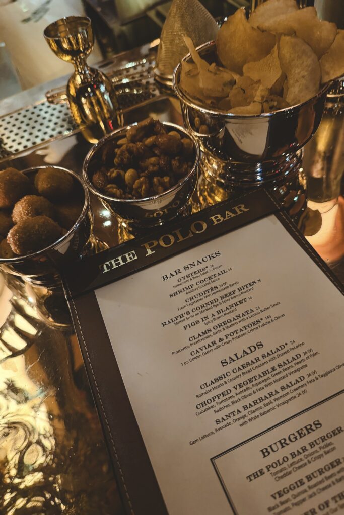 The polo bar menu