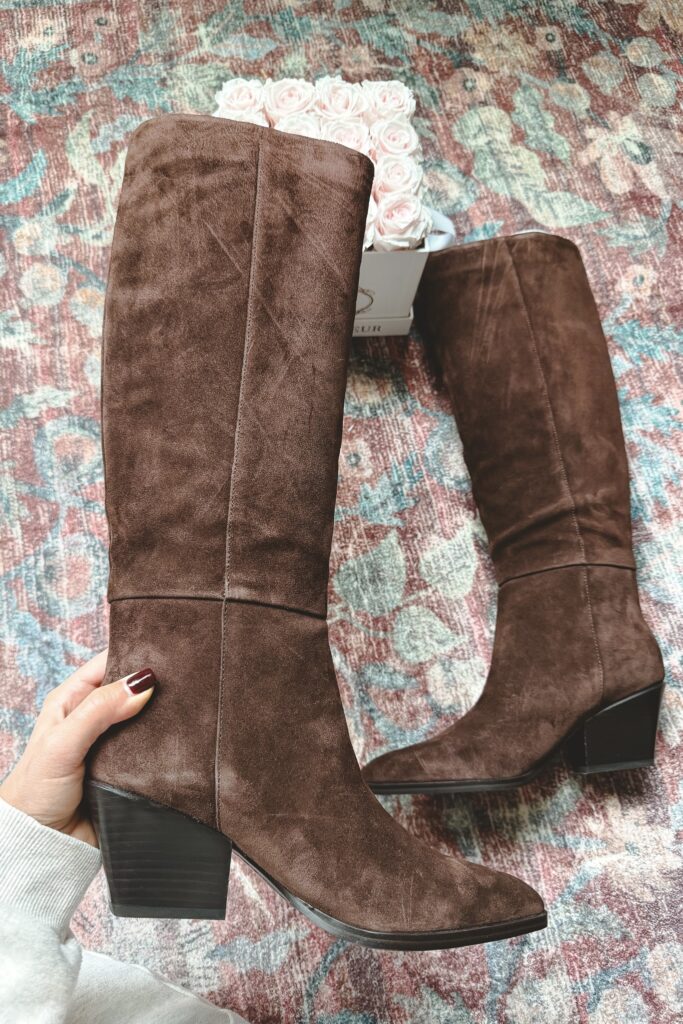 Marc fisher tarrie boots in dark brown suede